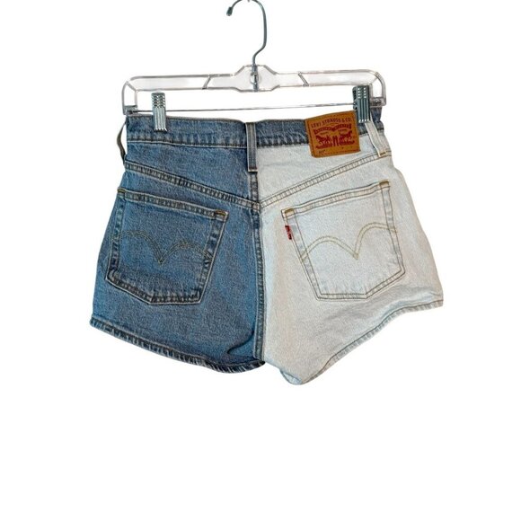 Levis Two-Tone Denim High-Waisted Button-Fly Shorts Womens Size 28 - Picture 3 of 8